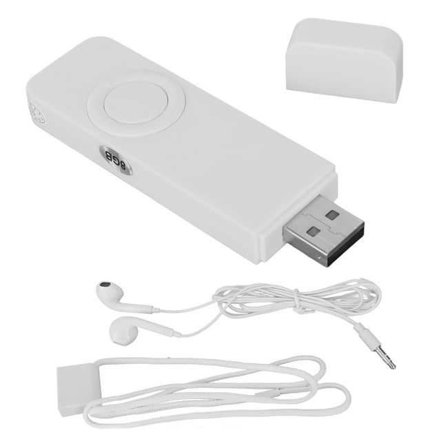 Reproductor MP3 de 8 GB de memoria y 64 GB de memoria USB expandible, compatible con OTG, sonido HiFi sin pérdida, reproductor de música portátil delgado, color blanco.