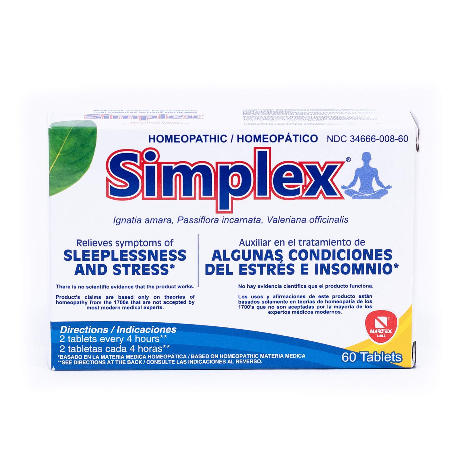 Tabletas sedantes homeopáticas Nartex Simplex 60 tabletas | Bodega ...