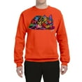 thumbnail image 2 of Wild Bobby, Colorful Rainbow Cat Animal Lover Unisex Crewneck Graphic Sweatshirt, Orange, Small, 2 of 3