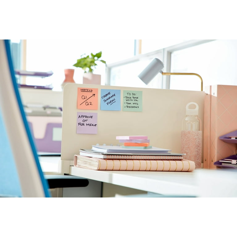 Post-it® Recycled Super Sticky Notes, 3 in x 3 in, Wanderlust Pastels  Collection, 24 Pads/Pack