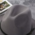 thumbnail image 3 of Women's Felt Panama Hats Classic Wide Brim Fedora with Belt Buckle Retro Floppy Panama Hat, 3 of 7
