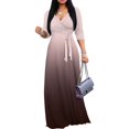 thumbnail image 1 of Vestido largo PinkPatty con cuello en V degradado y mangas 3/4 para mujer, 1 of 6