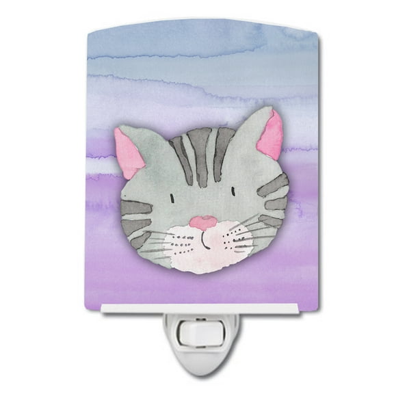 Caroline's Treasures BB7355CNL Cat Face Watercolor Ceramic Night Light, 6x4x3", multicolor