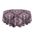thumbnail image 5 of Multicolor Ethnic Floral Pattern Round Tablecloth 60"x60",Wrinkle Wipeable Table Cloth for Kitchen Dining Room Picnic Patio Party, 5 of 6