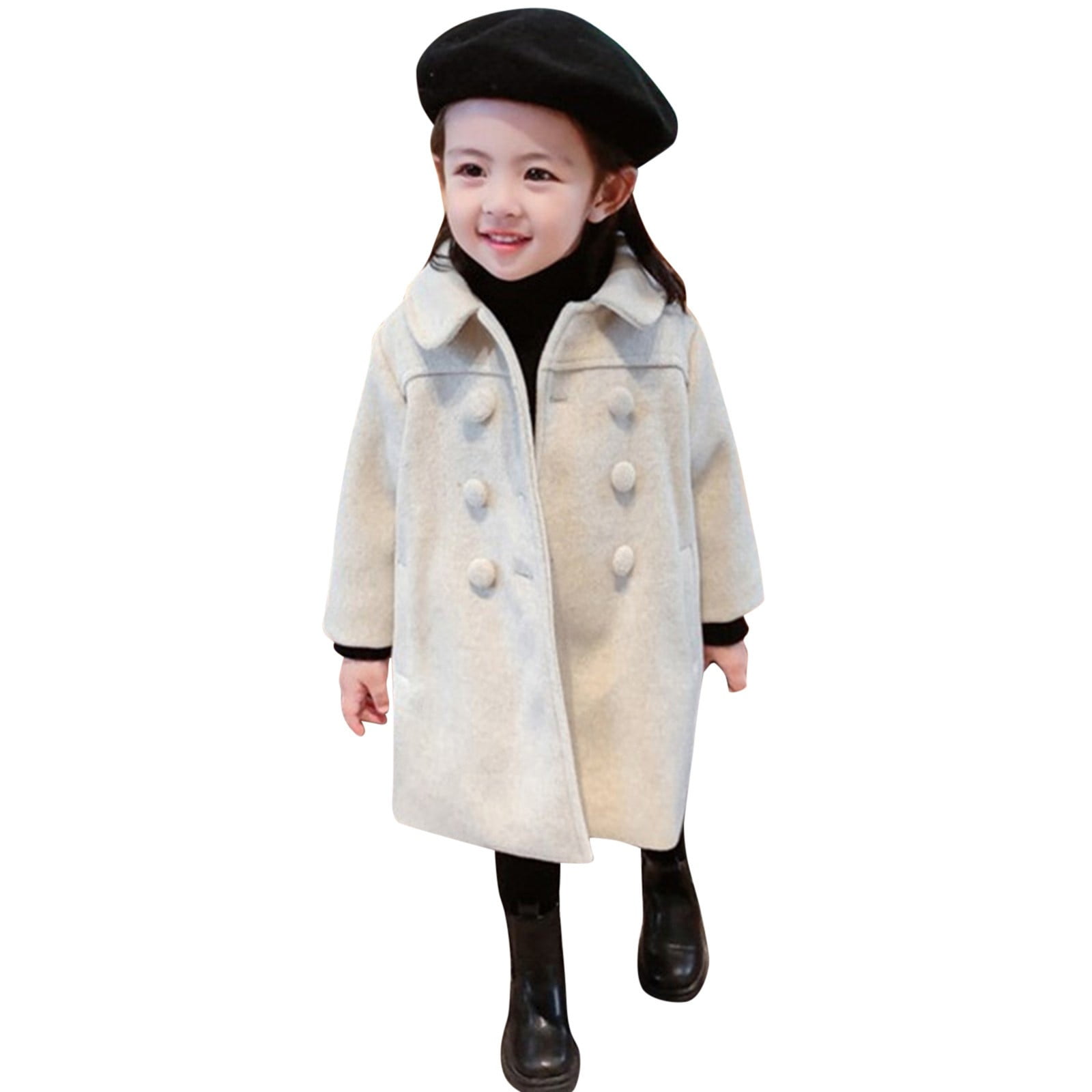 Toddler Kids Baby Girls Boys Solid Coat Elegant Notched Collar Double  Jacket Wool Coat Trench Coat Outerwear Bank Reversible Jacket