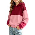 thumbnail image 3 of Abcomgle Toddler Hoodies Girls Crewneck Colorblock Patchwork Teen Sweatshirts Casual Long Sleeve Pullover Top Fall Cute Fleece Girls Sweatshirt, 3 of 5