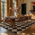 thumbnail image 4 of BERTHMEER Checkered 5'x7' Easy Jute Living Room Rugs, Dining Room Office Neutral Rug Farmhouse Outdoor Patio Carpet, Checkerboard Washable Non Slip Geometric Carpet for Backyard Entry Deck, 4 of 8