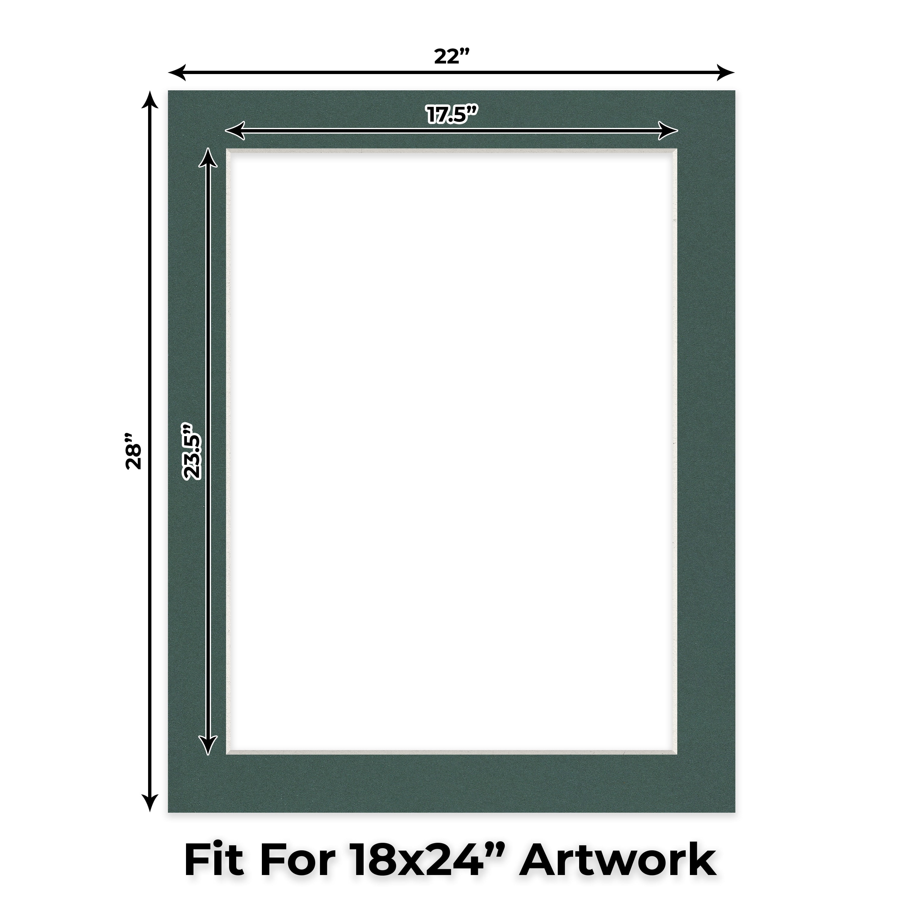 Spruce Green Picture Frame Mat for 22x28 Frames - Fits 18x24 Photos - 25 Mats