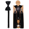 thumbnail image 4 of KAMBERFT Men's Black 1.4 inch Wide Adjustable Y-Back Suspenders, 2-Piece Set with Pre-Tied Bow Tie, 4 of 5