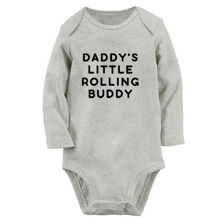 

Daddy s Little Rolling Funny Rompers Newborn Baby Unisex Bodysuits Infant Jumpsuits Toddler 0-12 Months Kids Long Sleeves Oufits (Gray 6-12 Months)