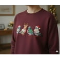 thumbnail image 2 of Christmas Pigeon Embroidered Shirt Funny Bird Christmas Ugly Xmas Sweater Style Top | Animal Lover Holiday Gift Winter Crewneck for Her, 2 of 5