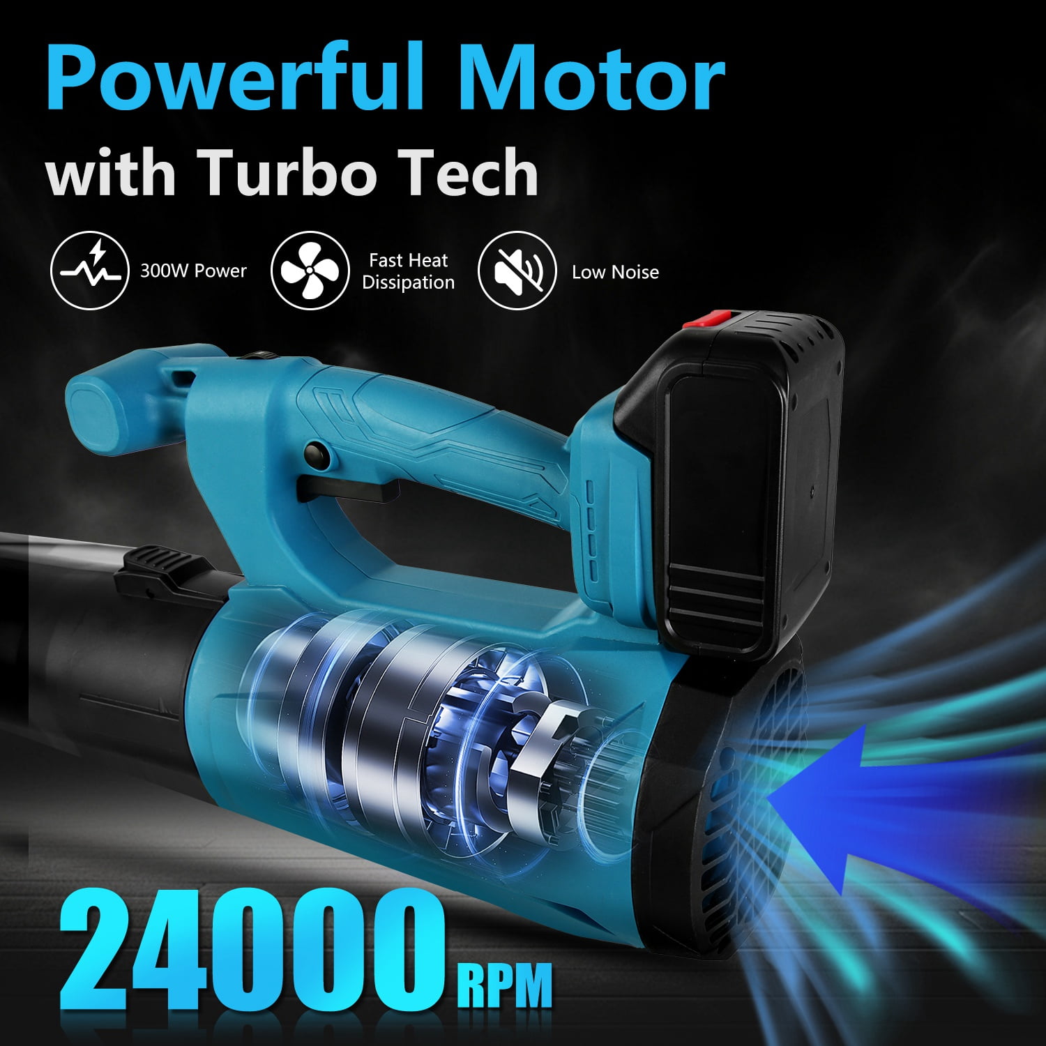 Leaf Blower Cordless with 2 21V Battery and Charger, 6 Speed Mode, Electric Lightweight Leaf Blowers for Lawn Care, Yard, Sidewalk and Snow Blowing, Non-Slip Hand Blower