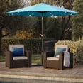 thumbnail image 1 of CorLiving Pegasus 9ft Round Tilting Patio Umbrella with Solar Powered LED Lights and Powder-Coated Steel Frame, Sky Blue, 1 of 8