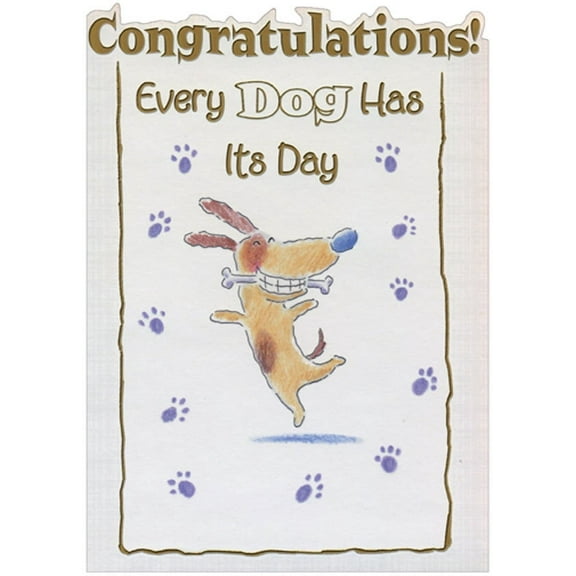 Designer Greetings Every Dog Has Its Day Funny / Humorous Die Cut Congratulations Card