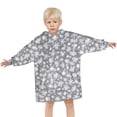 thumbnail image 3 of Gray Christmas Snowflake Pattern Blanket Hoodies for Kids 6-13YR Oversize Wearable Blanket Hoodies for Boys Girls Teens, 3 of 7
