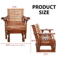 thumbnail image 2 of Beneouya Outdoor Porch Glider Chair with Cup Holder, Wooden Rocking Chair, Cedar Brown, 2 of 6