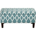 thumbnail image 4 of HomePop Drake Large Storage Bench, 36"L x 16"D x 18"H, Teal/Cream Quarterfoil Print, 4 of 12