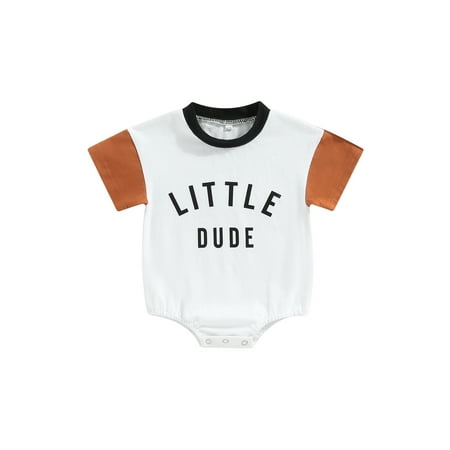 

Coduop Newborn Baby Boy Bodysuit Rompers Short Sleeve Round Neck Jumpsuit Summer Playsuit
