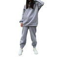 thumbnail image 2 of 2 unids mujeres chándal traje jersey manga larga capucha calientes pantalones de sudor traje conjunto trajes otoño invierno para jogging Gris m Soledad Chándal de sudor, 2 of 9