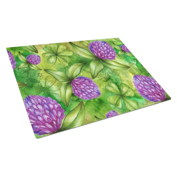 Caroline's Treasures Shamrocks in Bloom Glass Cutting Board Large
