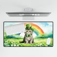 thumbnail image 4 of Happy St. Patrick’s Day Scottish Fold with Green Hat Shamrocks Rainbow Desk Mat Full Keyboard Mouse Pad Cat Lover Kitten Owner Gifts Large Mousepad - 03007, 4 of 5