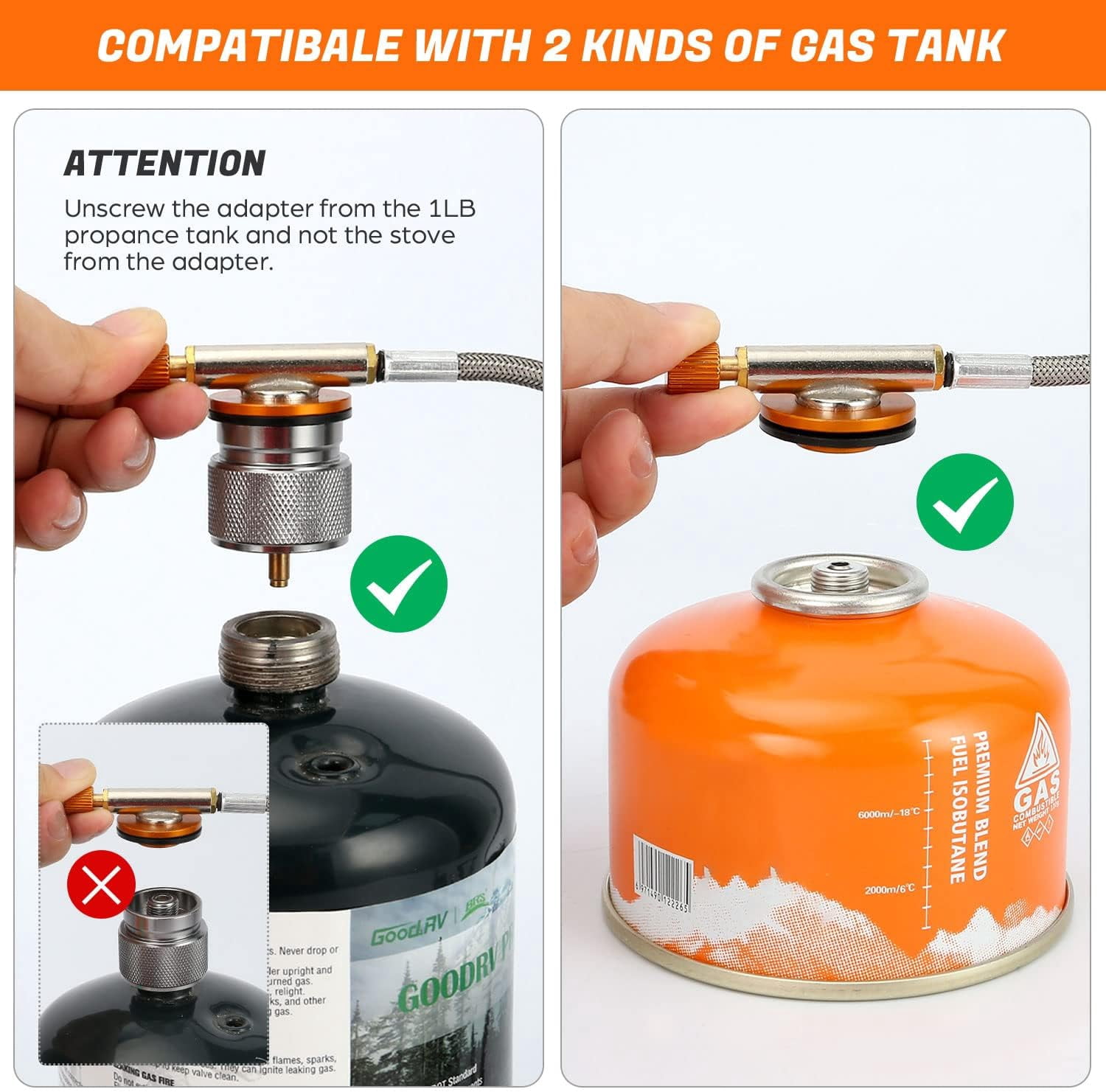 Miren 6800W Portable Camping Gas Stove, Windproof Outdoor Propane & Butane Stove with Piezo Ignition, Tripod Base and Fuel Adapters