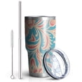 thumbnail image 2 of 30oz Blue and Pink Pioneer Flower Tumblers Stainless Steel Tumbler with Lid and Straw,Vacuum Insulated Double Wall Travel Tumbler Cups Mug with Cleaning Brush for Coffee,Tea, 2 of 7