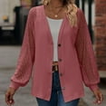 thumbnail image 5 of HTNBO Women Button Cardigan Coat Casual Fall Winter Long Sleeve Waffle Elegant Tops Wine, 5 of 5