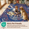 thumbnail image 4 of Design&I 3'x5' Washable Throw Rug Ultra-Thin & Non-Slip Skid-Resistant Small Coral Scrolls Reef Border Nautical Seashell Fish Turtle Ocean Playful for Entryway, Kitchen, 4 of 7