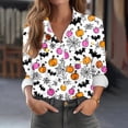 thumbnail image 3 of JTZGDY Halloween Button Down Shirts for Women Plus Size Cute Ghost Pumpkin Printed Fall Long Sleeve Collared Graphic T-Shirts Loose Fit Casual Holiday Gift Oversized Tees Tops, 3 of 8