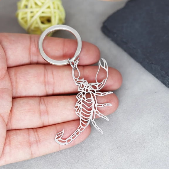 Hip Hop Vintage Scorpion Keychain Stainless Steel Animal Pendant Fashion Punk Keyrings Men Car Key Holder Jewelry Gift