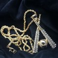 thumbnail image 5 of Daolelai Baseball Bat Diamond Gold-Plated Necklace, 5 of 9
