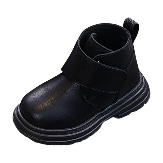 Bottes d'Hiver pour Enfants Couleur Unie en Cuir Court Style Britannique