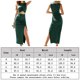 thumbnail image 2 of Vestir Falda casual Cuello redondo Abertura Sin mangas Fruncido Vestido de mujer Sólido (Verde XL) Cgtredaw Para estrenar, 2 of 7
