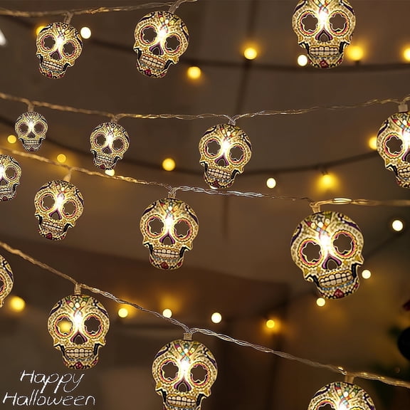 Ayieyill Halloween String Lights, 15ft 30 LED Skull Halloween Lights Halloween Decorations Indoor Outdoor