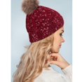 thumbnail image 4 of Gorro De Punto Cálido Para Mujer De Otoño E Invierno, Gorro Cálido, Gorro De Esquí Con Bola De Pelo Para Actividades En Interiores Y Exteriores Minnieouse AP006407-01, 4 of 6
