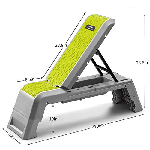Green leikefitness Multifunctional Aerobic Deck with Cord Workout Platform Adjustable Dumbbell Bench Weight Bench Professional Fitness Equipment for Home Gym GM5820 