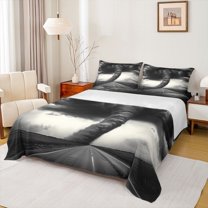 Homewish Black Tornado Twin Sheet Sets 3pcs for Female Men Adults,Natural Disaster Twin Fitted Sheet Microfiber,Abstract Nature Theme Breathable Flat Sheet,Lightweight Room Decor