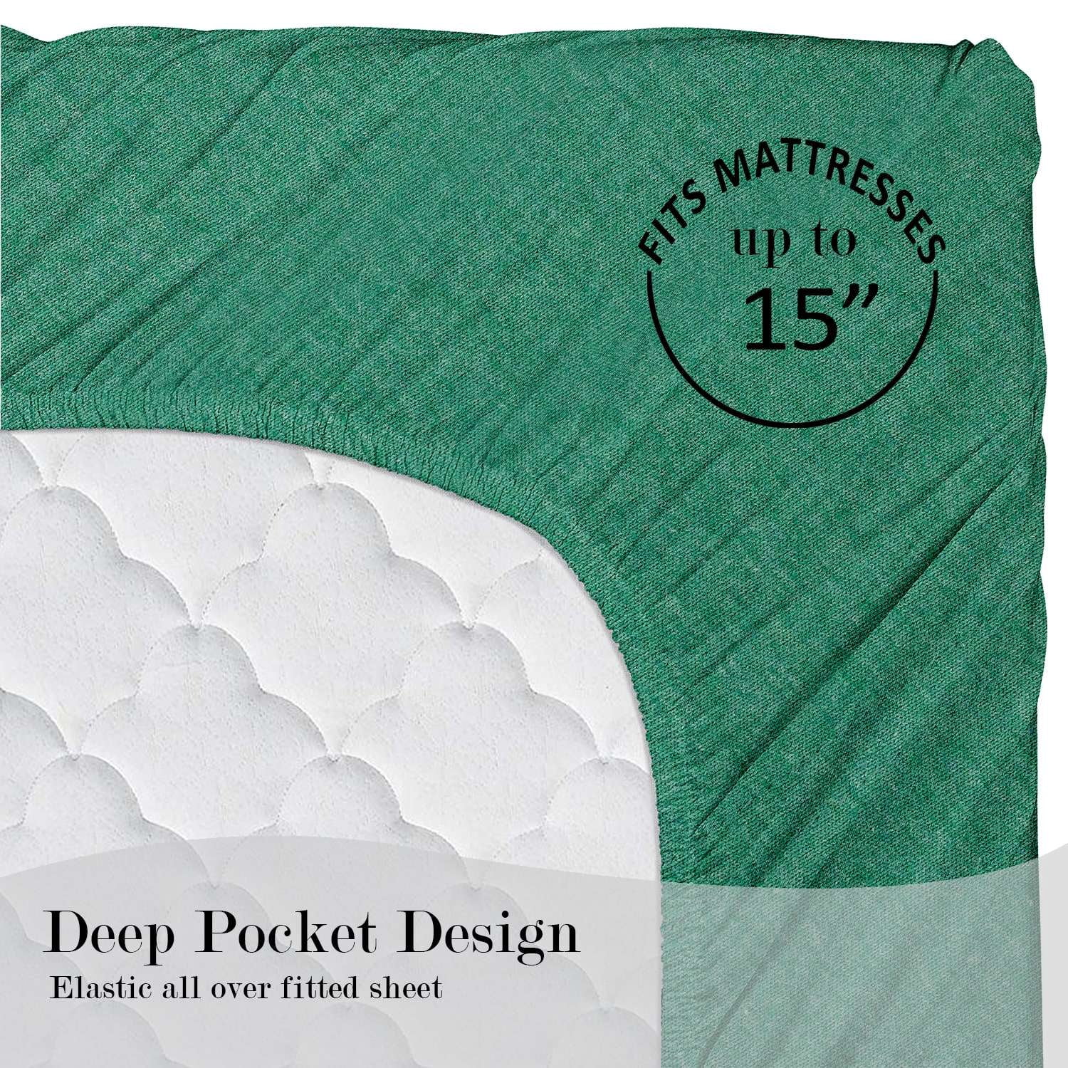 Mainstays Cotton Rich Extra Soft Jersey Bed Sheet Set, Twin-XL, Green Lily, 3 Pieces
