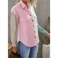 thumbnail image 7 of Asyoly Womens Corduroy Shirts Button Down Shacket Jacket Boyfriend Long Sleeve Color Block Oversized Blouses Tops With Pockets, 7 of 7