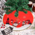 thumbnail image 1 of Christmas Gold Edged Tree Skirt Decoration Santa Print Christmas Tree Bottom Decoration Apron, 1 of 7