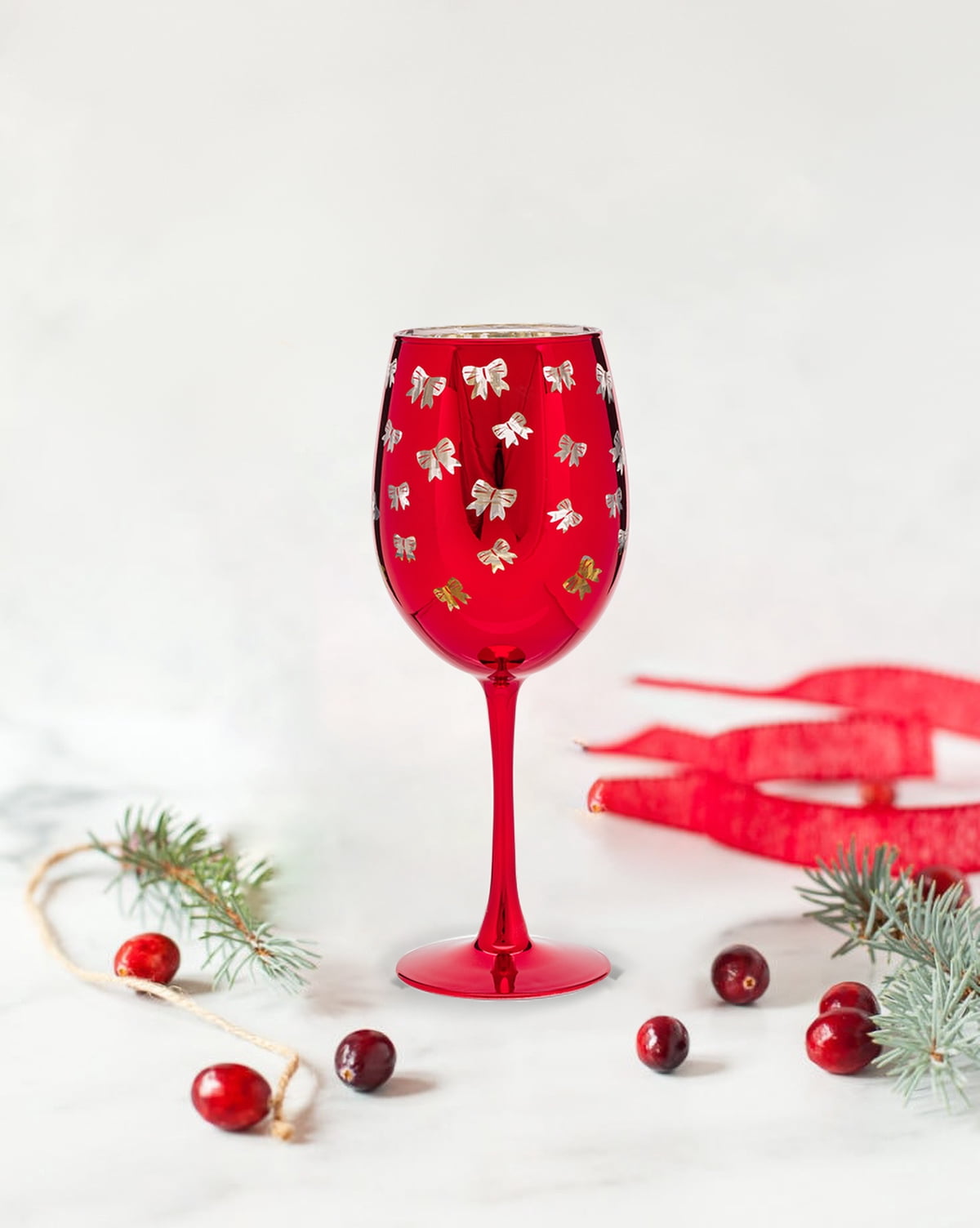 Bow Wine Glass 15.5 OZ Holiday Time