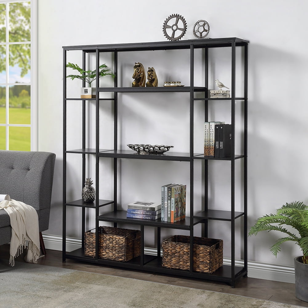 Resenkos 5 Tier Tall Industrial Bookcase Wood Metal Frame Standing Book Shelf, Display Bookshelves Storage Organizer,Black Resenkos 5 Tier Tall Industrial Bookcase Wood Metal Frame Standing Book Shelf, Display Bookshelves Storage Organizer,Black
