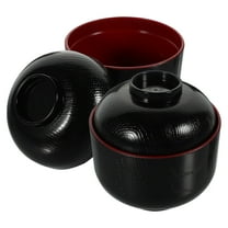 Worgeous  2 PC Japanese Small Bowl Lid Lids Soup Food Containers with Ramen Bowls Child Black