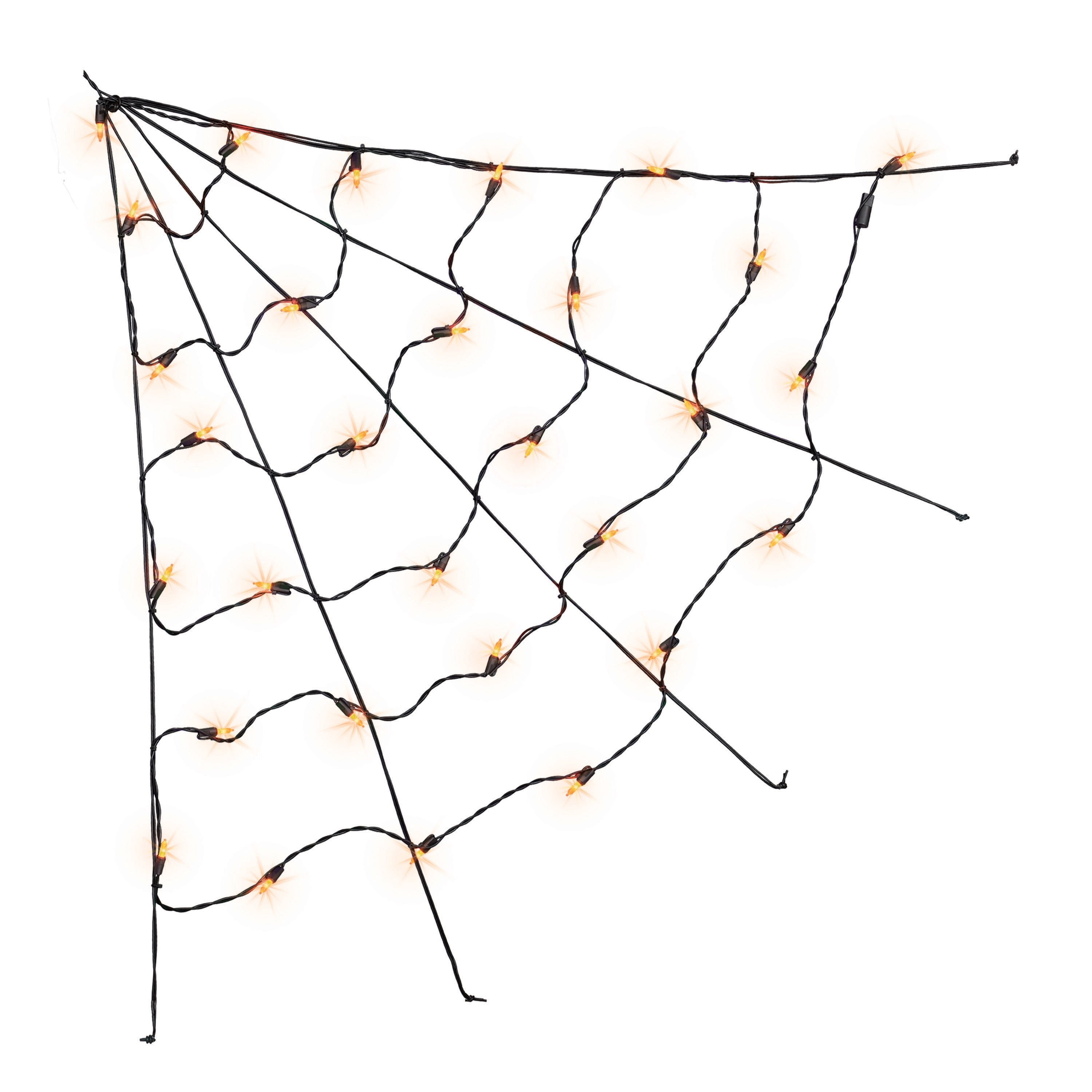 Indoor/Outdoor 30-Count LED Corner Web Lights, Orange, 30" x 30", Halloween by Way To Celebrate