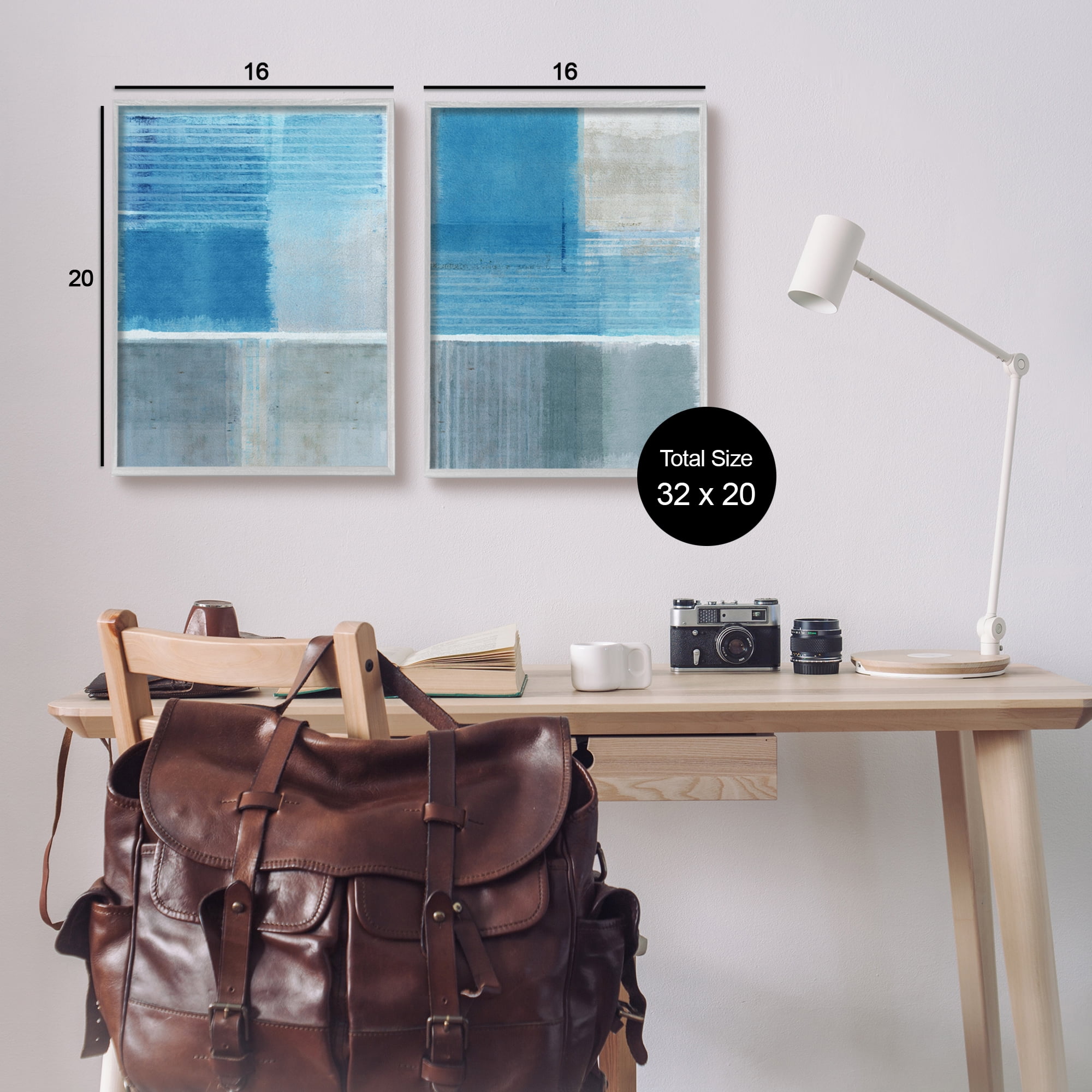 Stupell Industries Blue Rustic Abstraction Abstract Painting Gray Framed Art Print Wall Art, 16 x 20