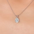 thumbnail image 3 of Gem Stone King 10K White Gold Lab Grown Diamond Pendant Necklace for Women | 0.70 Cttw | Gemstone April Birthstone | Oval 7X5MM | DEF Color | VVS-VS Clarity | With 18 inch Chain, 3 of 6