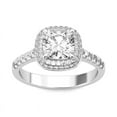 thumbnail image 6 of Blue Jewel 1.8 Ct Lab Created Diamond Cushion Cut Engagement Ring - 14K White Gold Plated Ring - Double Halo Wedding Jewelry - Gorgeous Anniversary Gift for Women's - Valentine's Day Gift, 6 of 11