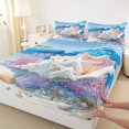 thumbnail image 4 of Manfei Pretty Sea Plant Bed Sheets,White Seashell Full Size Sheets,4 Pieces,1 Flat Sheet, 1 Fitted Sheet and 2 Pillowcases, 4 of 7