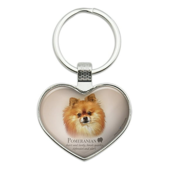 Pomeranian Dog Breed Keychain Heart Love Metal Key Chain Ring